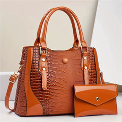 Vintage Crocodile Embossed PU Leather Handbags Set