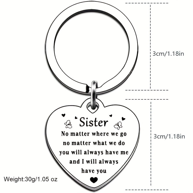 Sister From Brother Keychain, Soul Sister Gift, Birthday Christmas Keyring
