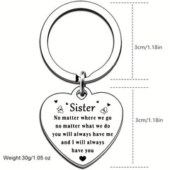 Sister From Brother Keychain, Soul Sister Gift, Birthday Christmas Keyring