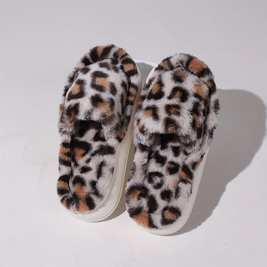 Plaid Pattern Open Toe Fuzzy Slippers Women's Sandals