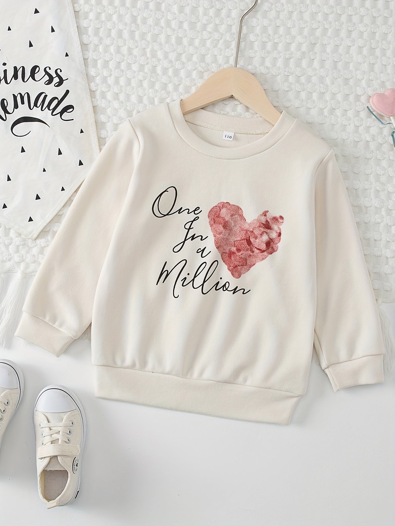 Butterfly Print Girls Crew Neck Top Long Sleeve Sweatshirt