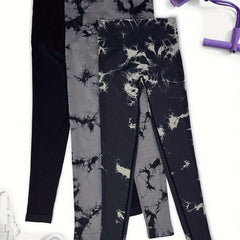 3pcs Tie Dye Yoga Pants High Stretch Sports Leggings