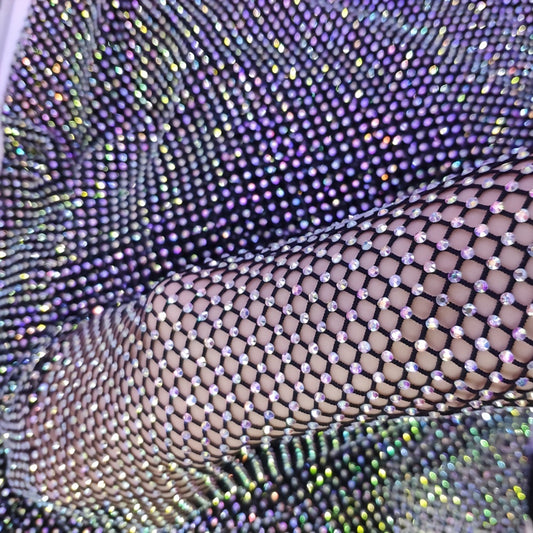 Rainbow Rhinestone Mesh Fabric for Arts & Crafts