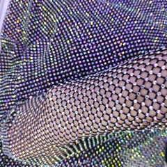 Rainbow Rhinestone Mesh Fabric for Arts & Crafts