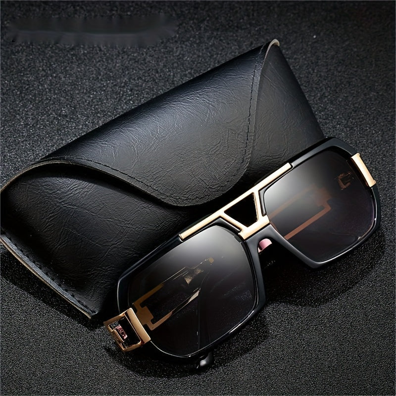 Men's Square Sunglasses Large Frame UV Protection Eyewear