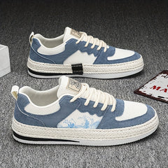 Men's Breathable Canvas Skate Shoes Low Top Lace Up Sneakers