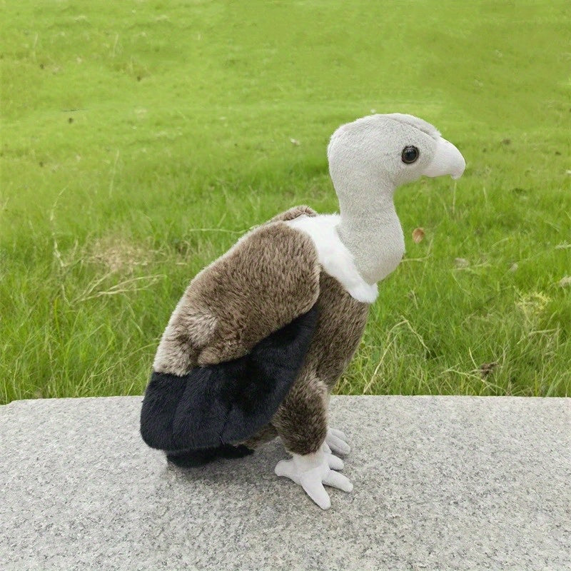 Realistic Vulture Plush Toy Durable Soft Grey Stuffed Animal