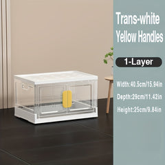 1pc Stackable Plastic Storage Bins With Wheels Folding Box
