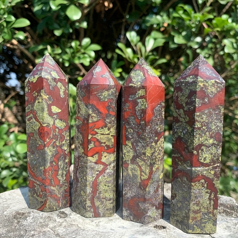 African Bloodstone Dragon's Blood Stone Pillar Tower Decoration
