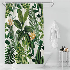 Plant Flower Digital Printed Shower Curtain Waterproof Bathroom Decor