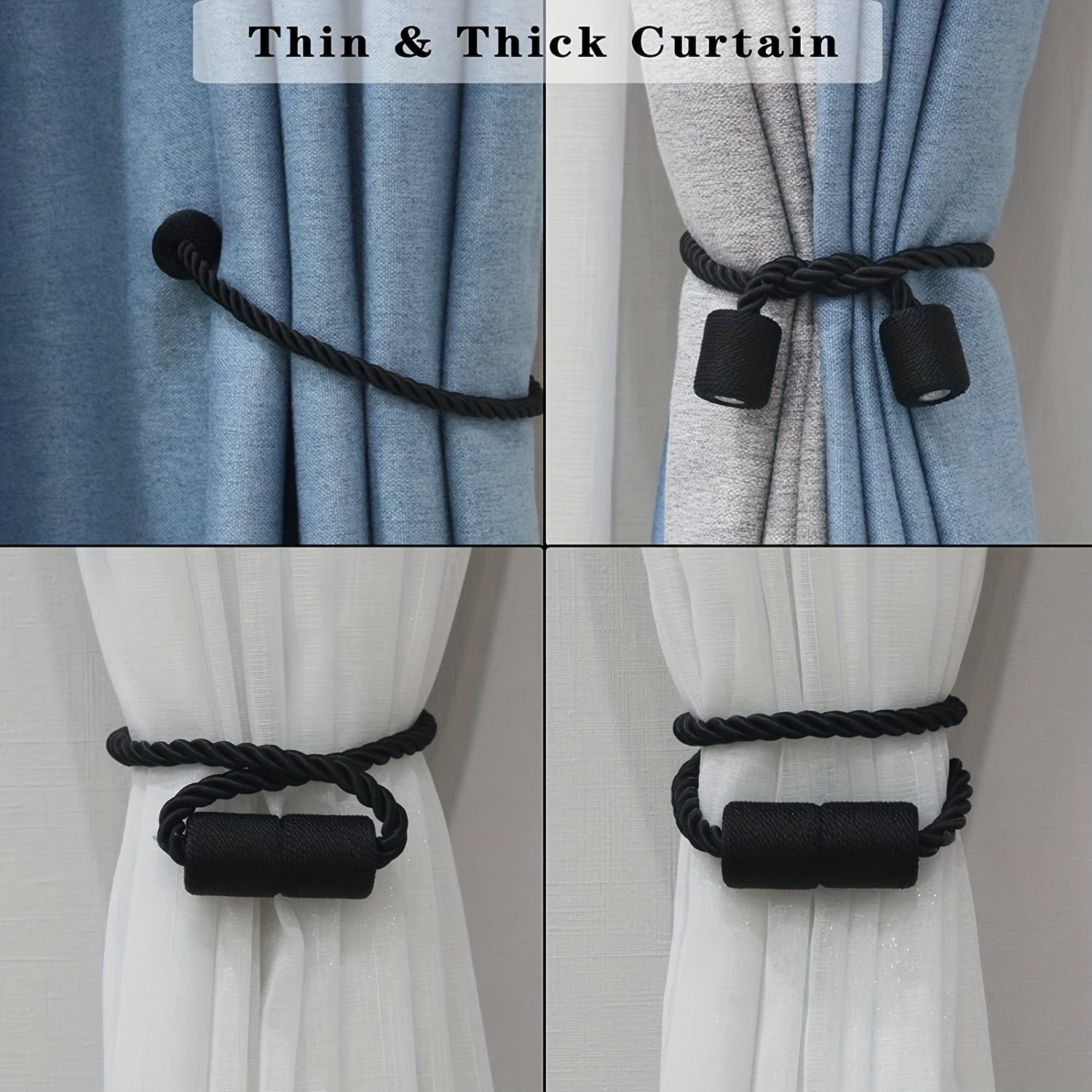 2pcs Magnetic Curtain Tiebacks Modern Rope Tiebacks For Drapes