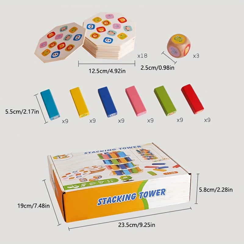 Fun Tower Game Creative 54pcs Tabletop Puzzle Stacking Blocks