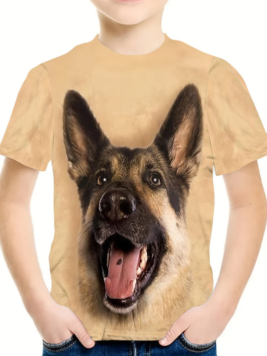 3D Puppy Graphic Crew Neck Tshirt Girls Casual Pullover Tops
