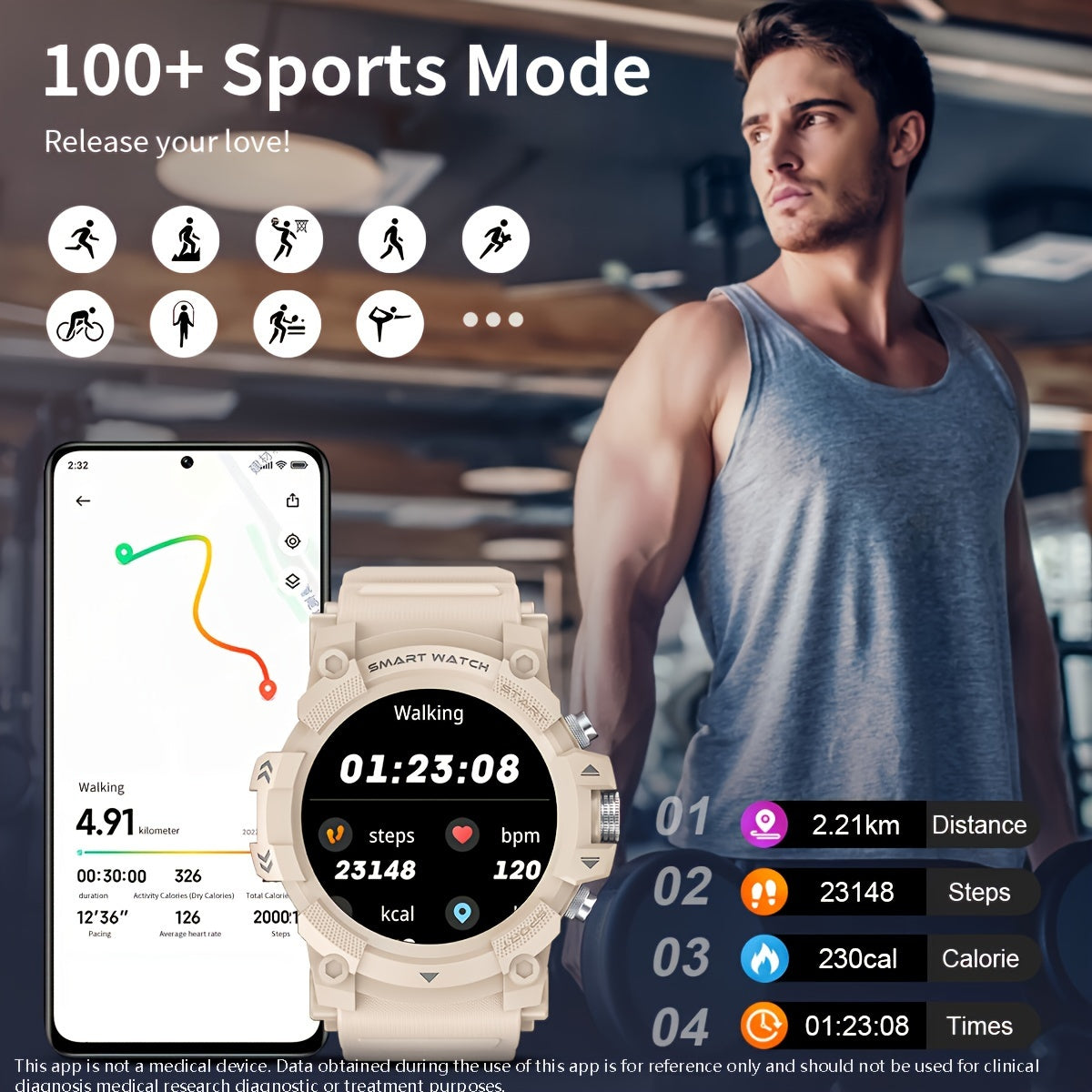 Smart Watch 3 53cmHD Screen GPS Sports Smart Watch for Android & IOS