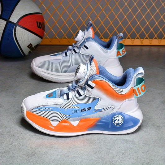 Boys' Basketball Shoes Rotating Buckle Non Slip Sneakers