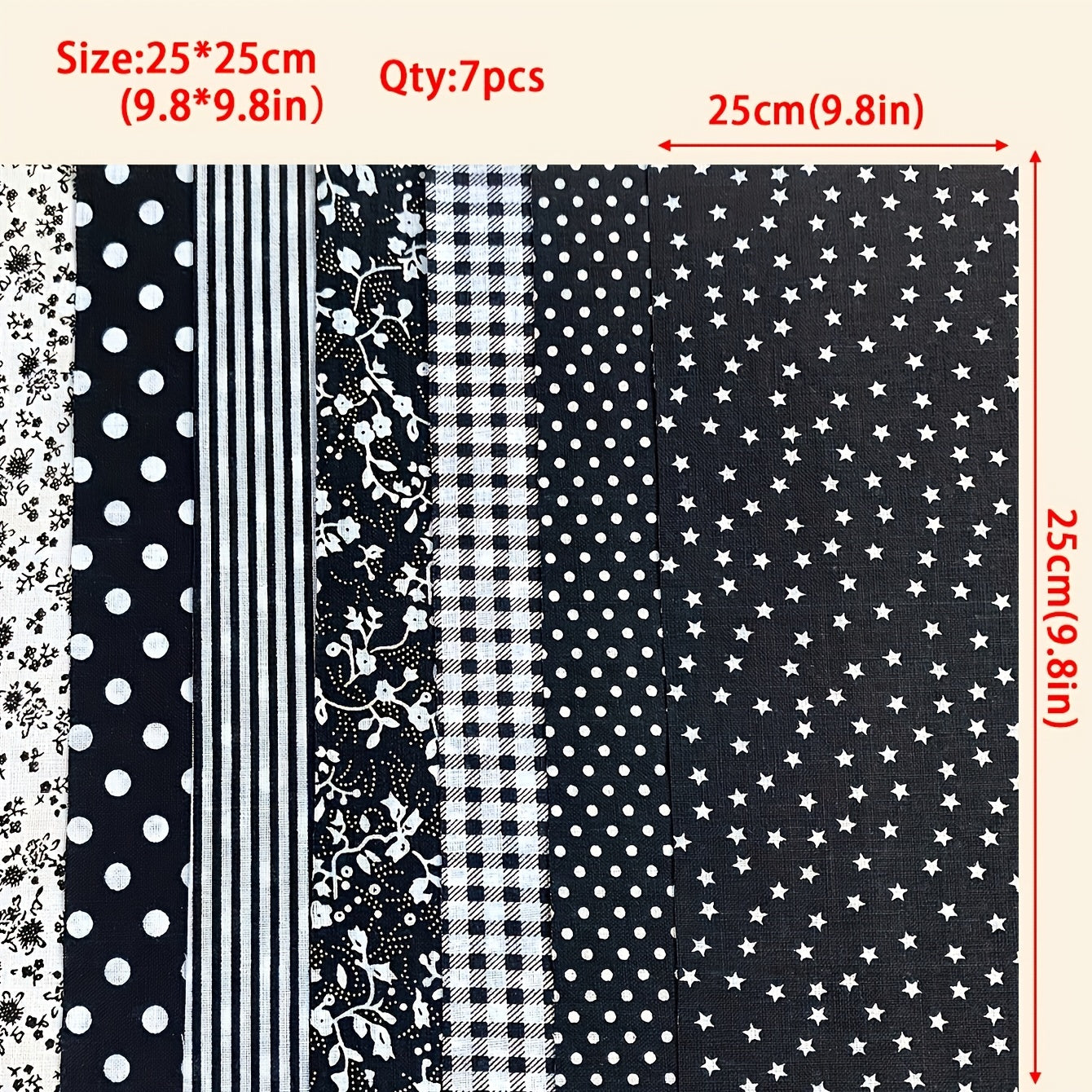 7pcs Quilted Fabric Bundle DIY Sewing Handicraft Cloth