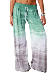  Ombre Print Drawstring Wide Leg Sweatpants