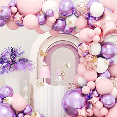 130pcs Butterfly Balloon Garland Kit Pink Purple Theme Balloon Arch