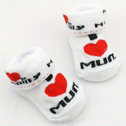 Newborn Knit Socks I LOVE MUM I LOVE DAD Cotton Socks