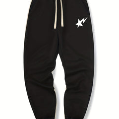 Shooting Star Print Drawstring Sweatpants Loose Fit Pants