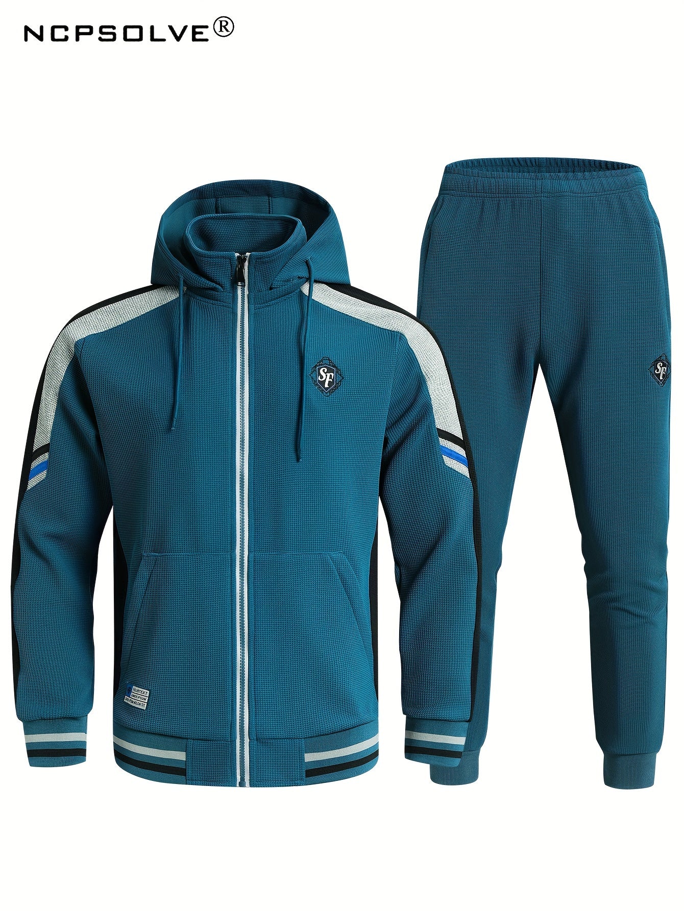Men's Zip Up Hoodie Joggers Set for Fitness
