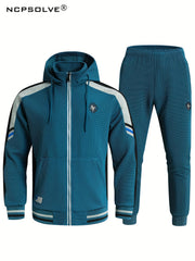 Men's Zip Up Hoodie Joggers Set for Fitness