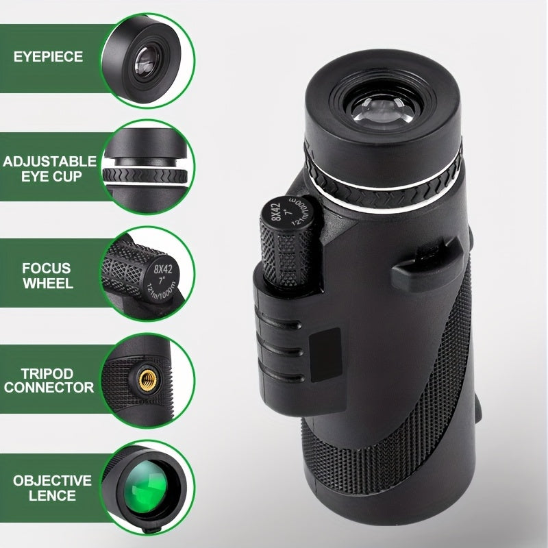 8x42 Monocular Telescope for Wildlife Exploration and Bird Watching