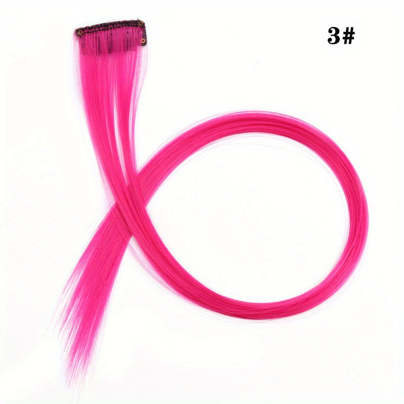Rainbow Long Straight Hairpieces Colored Clip In Extensions For Women