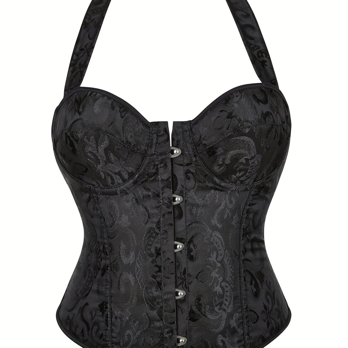 Jacquard Halter Corset Bustier Tummy Control Lace Up Body Shaper
