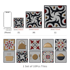 10pcs Vintage Kitchen Tile Sticker Peel Stick Non Slip PVC Wall Sticker