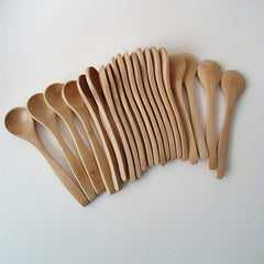 10pcs Wooden Long Handle Spoons for Coffee & Dishes