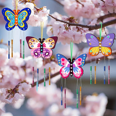 10pcs DIY Wooden Wind Chimes Butterfly Enjoy Drawing Fun