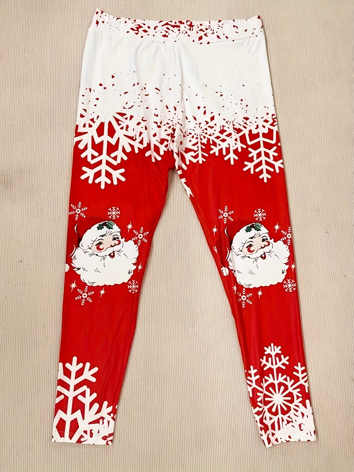  Christmas Leggings Women's Plus Santa Claus & Snowflake Print
