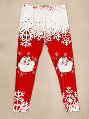  Christmas Leggings Women's Plus Santa Claus & Snowflake Print