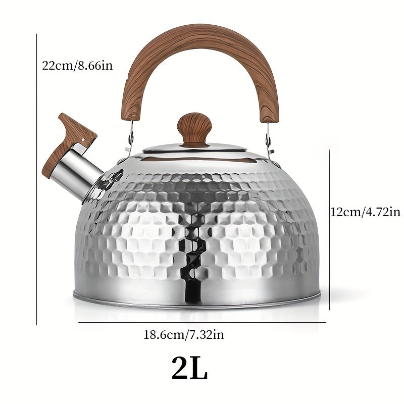 Large Capacity Stainless Steel Whistle Kettle, 2-4L, Induction Compatible