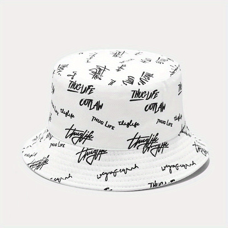 Sunshade Bucket Hat With Letter Printed Sun Hat For Daily Shopping
