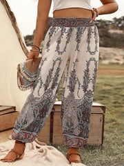  Boho Pants Women's Joggers Elastic Waist Paisley Print