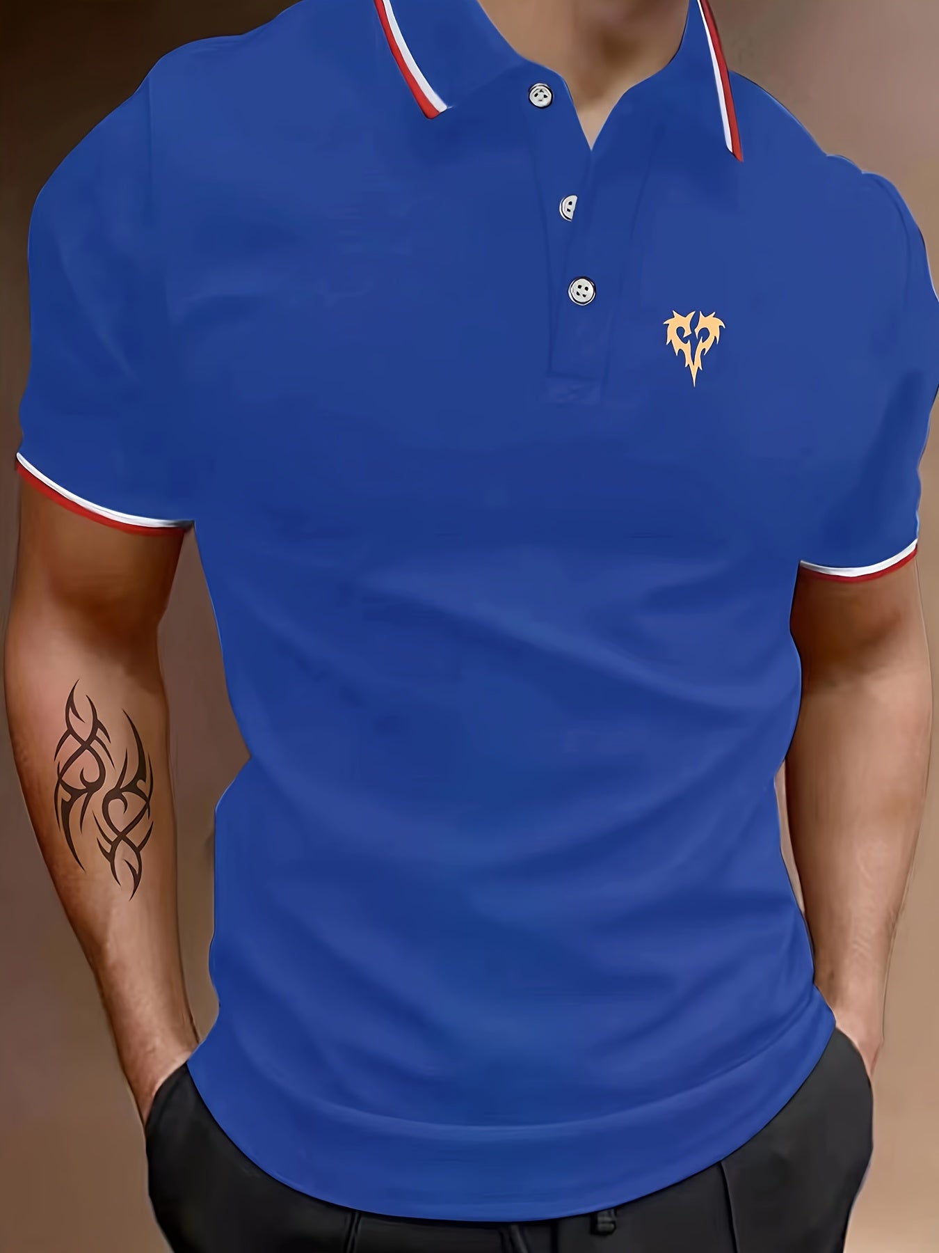 Hearts Print Men's Breathable Golf Short Sleeve Shirts Sports Top