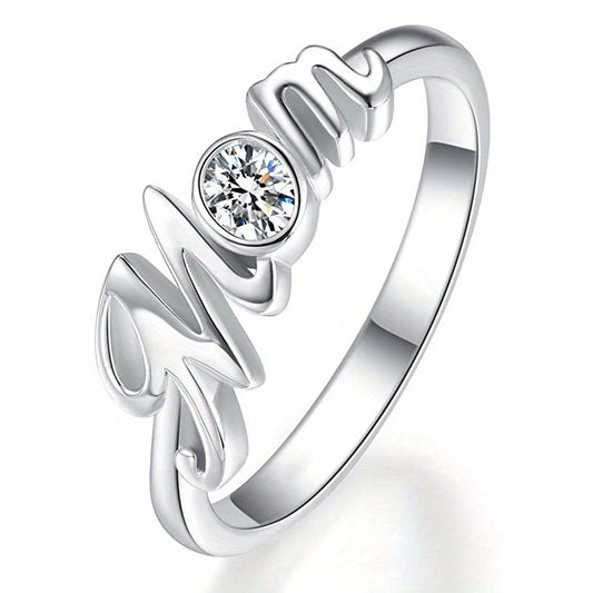 Mother's Gift Silver Plated Oval Zircon Ring for Women