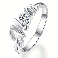 Mother's Gift Silver Plated Oval Zircon Ring for Women