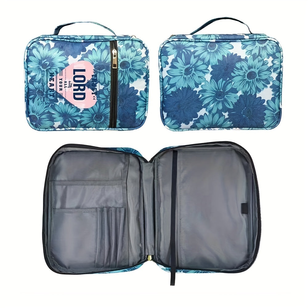 Bible Cover Carrying Case with Handle and Zippered Pocket