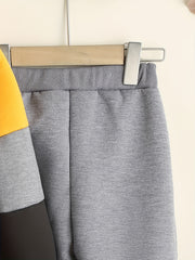 2pcs Boys Casual Block Long Sleeve Zip Up Sweatshirt & Sweatpants Sets