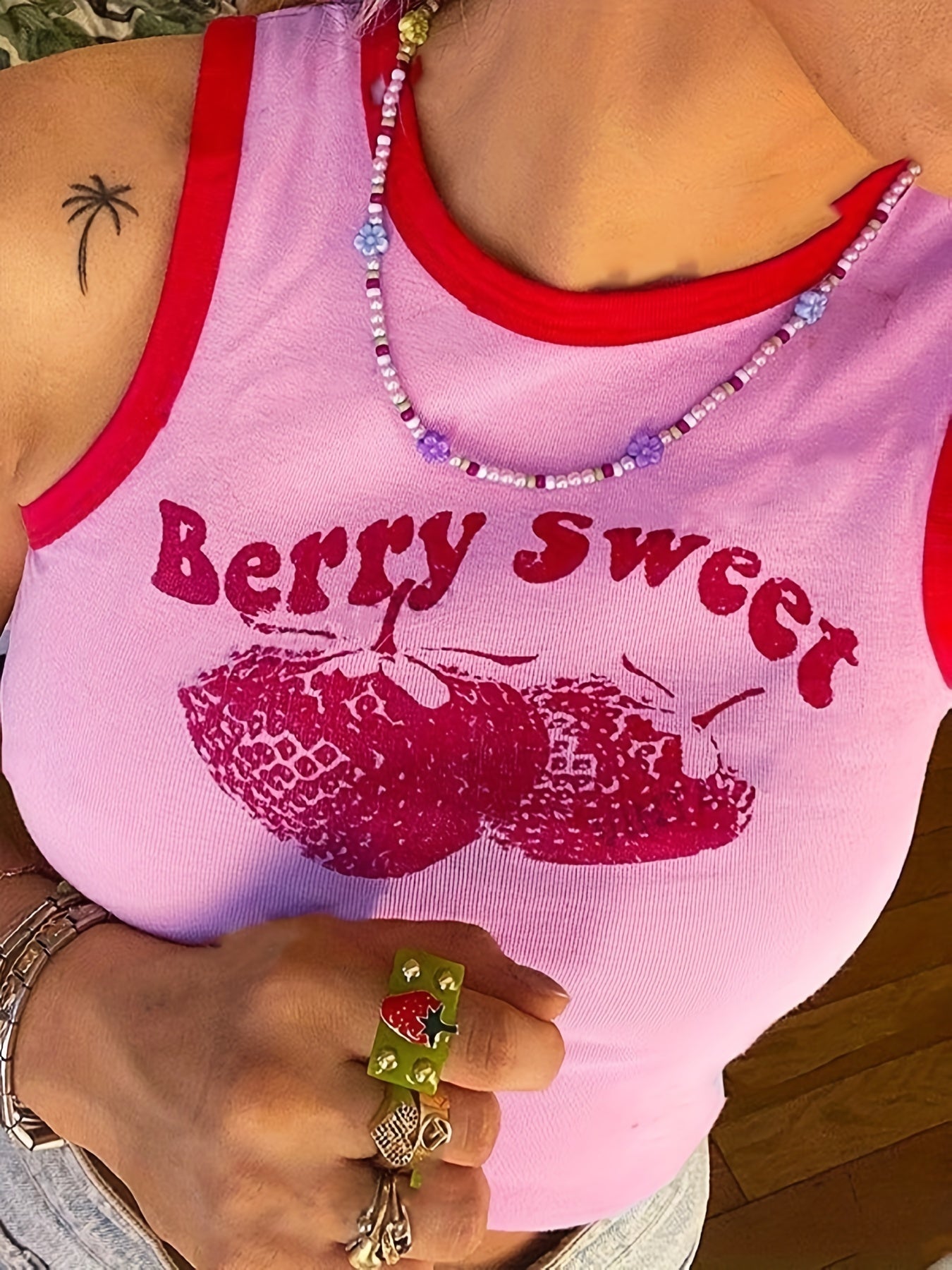 Strawberry Tank Top Sleeveless Casual Summer Women's Clothing