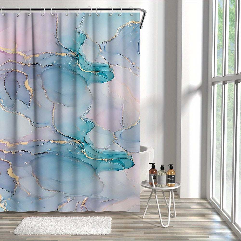 Waterproof Bathroom Shower Curtain with 12 Hooks