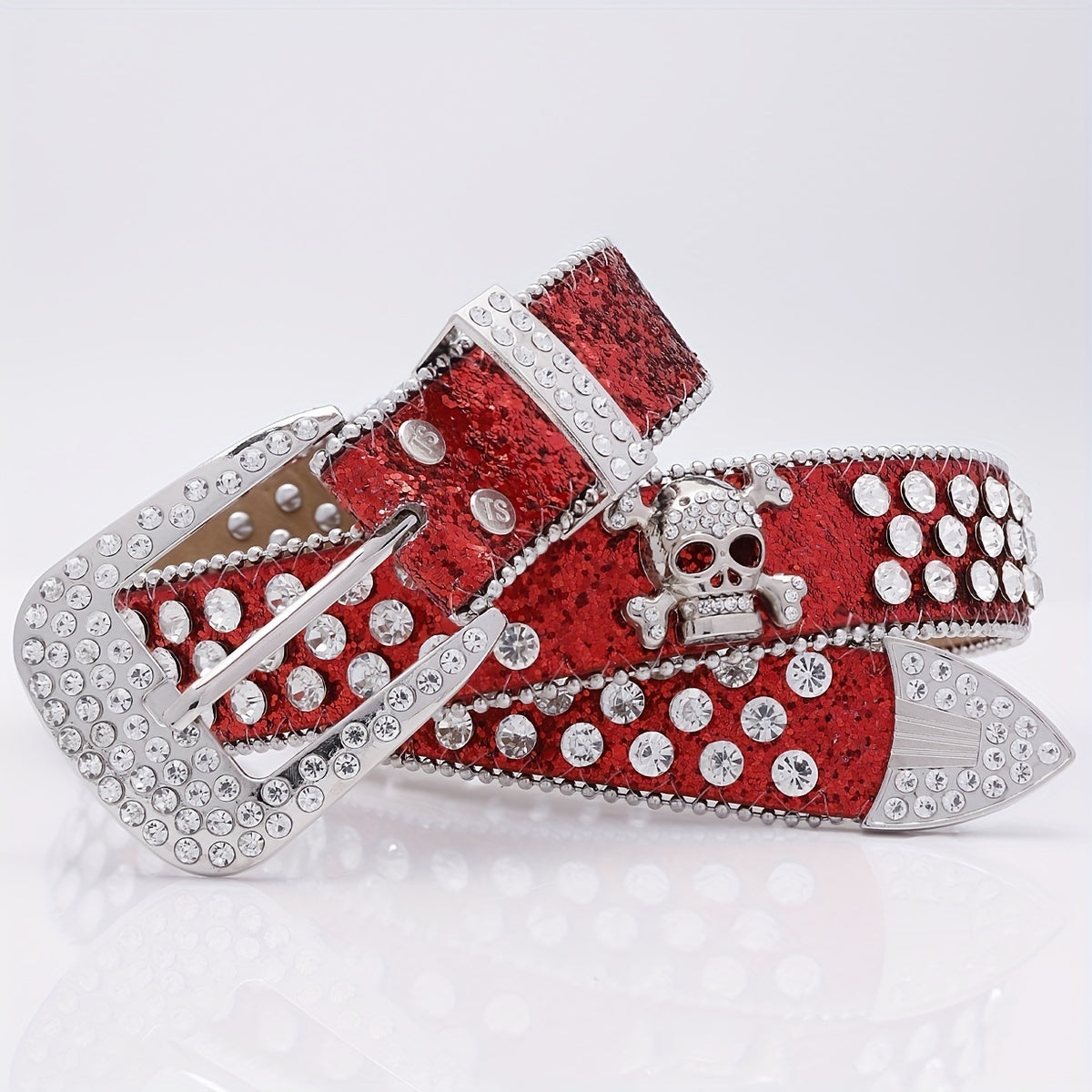 Sequin Wide Belt with Rhinestone Inlay for Pants