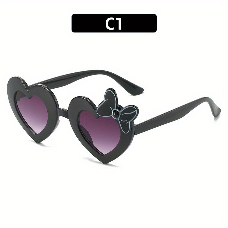 Girls Heart Shape Frame Bowknot Sunglasses for Party