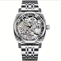 KUERST Youth Steel Strap Hollow Automatic Mechanical Watch