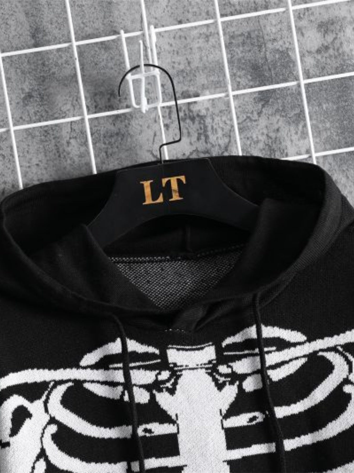 Youth Men's Hooded Skull Print Sweater