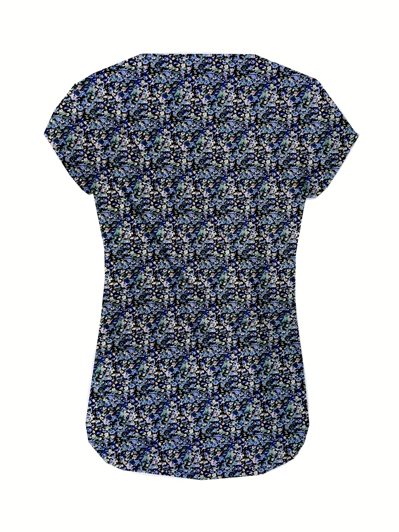 Floral Print V-Neck Cap Sleeve Tank Top