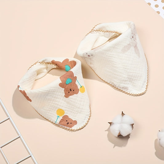 Soft Feeding Bib Lace Bear Print for Babies